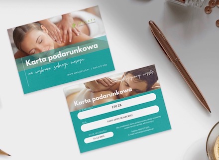 karty podarunkowe vouchery na masaż mobilny Kraków